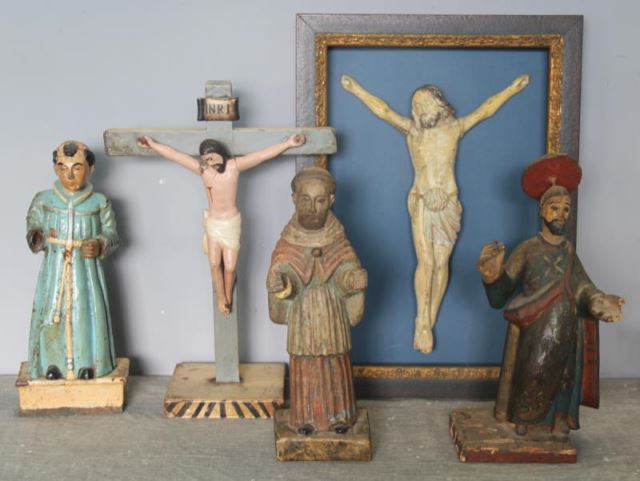 Appraisal: Lot of Santos Figures and Crucifixes From a Bronxville NY