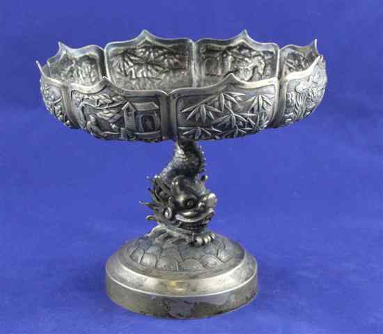 Appraisal: A late th century Chinese silver tazza the bowl embossed