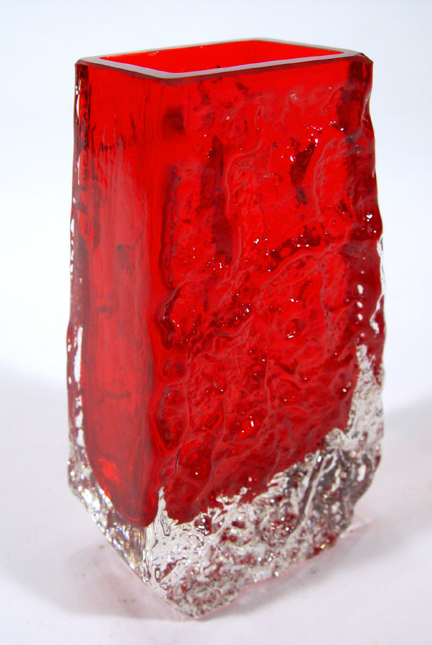 Appraisal: Red Whitefriars volcano glass vase cm high