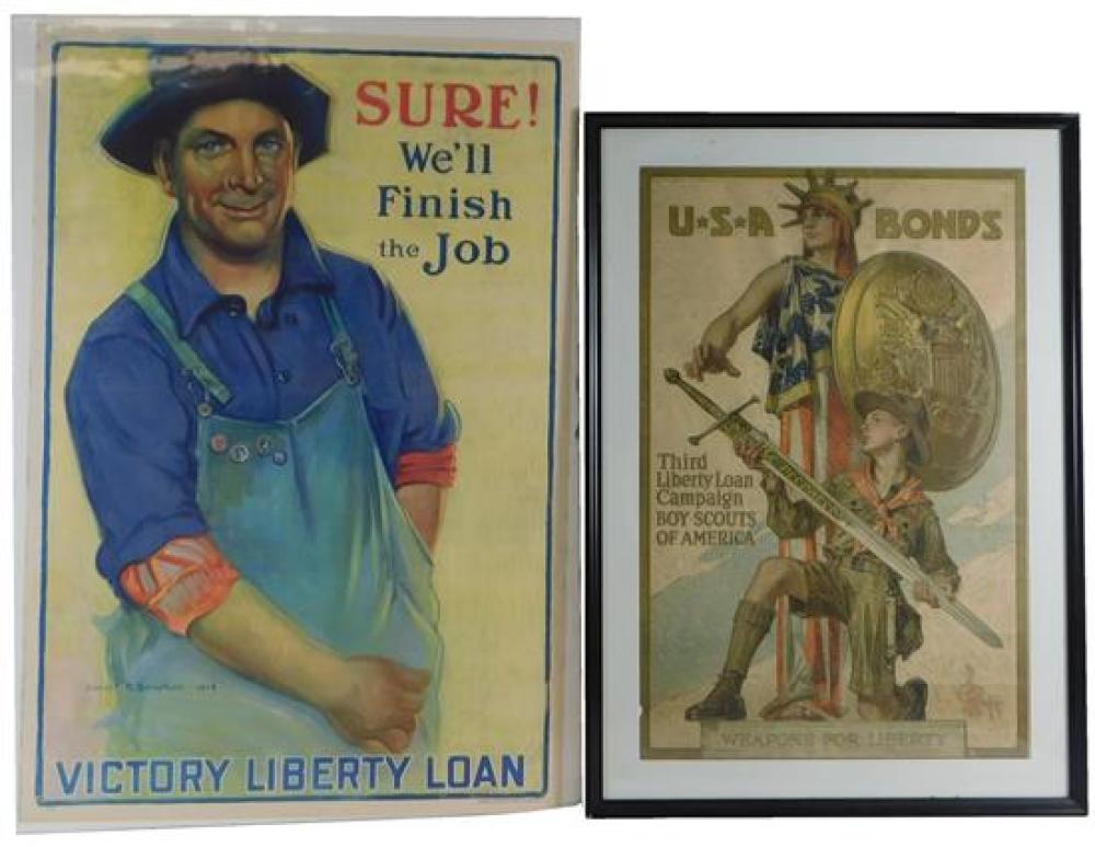 Appraisal: Two WWI posters including J C Leyendecker USA Bonds third