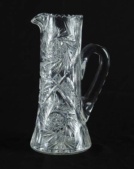 Appraisal: TALL CUT GLASS LEMONADE PITCHER Brilliant cut with pinwheels and