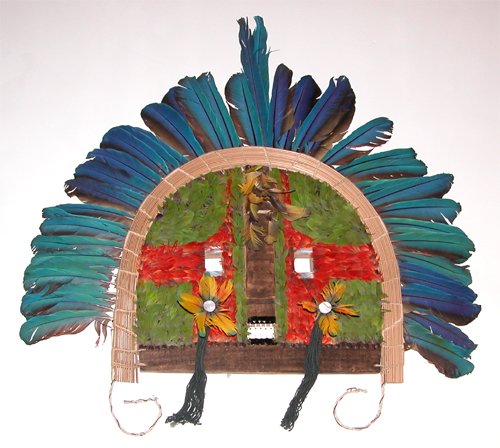 Appraisal: Brazillian Feather and Wood Mask Artist Brazillian School Date Medium