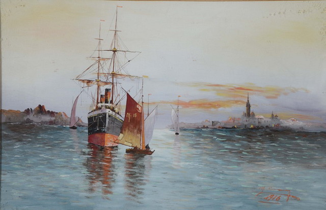 Appraisal: CONSTANCE H CUMMING exh - Shipping in the Mediterranean off