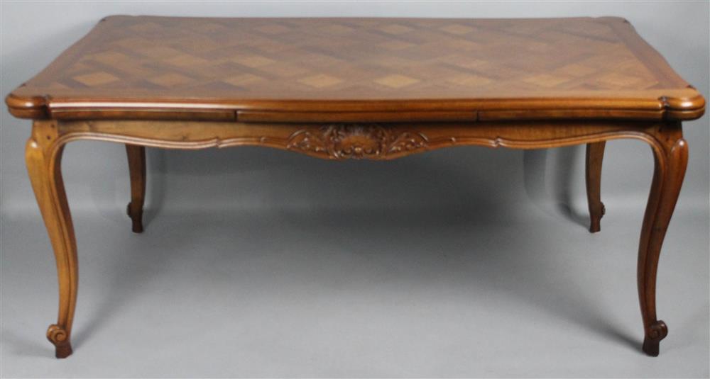 Appraisal: LOUIS XV STYLE PARQUETRY TOP DINING TABLE WITH EXTENSIONS the