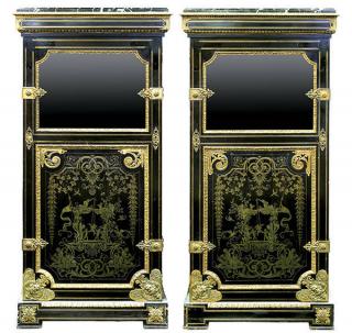 Appraisal: Pair of Napoleon III ormolu mounted and inlaid vitrines circa