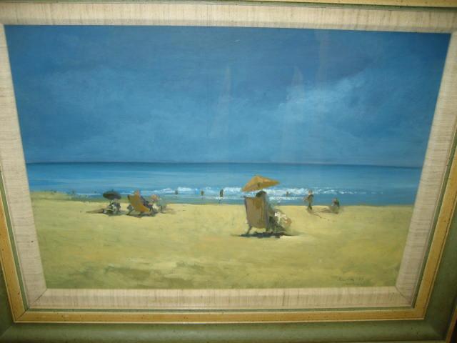 Appraisal: VALERIE BARDEN th Century Beach Scene with Figures oil on