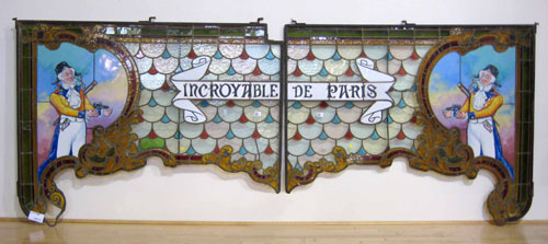 Appraisal: Leaded glass two-part sign for the Incroyable De Paris x