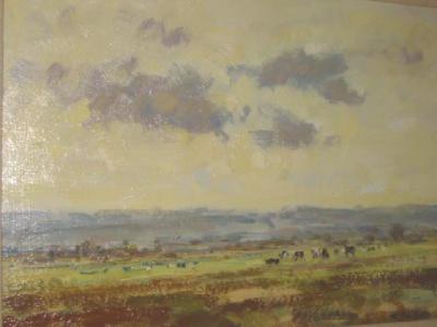 Appraisal: NEVILLE BARKER Yorkshire Landscape with Cattle Grazing signed on board