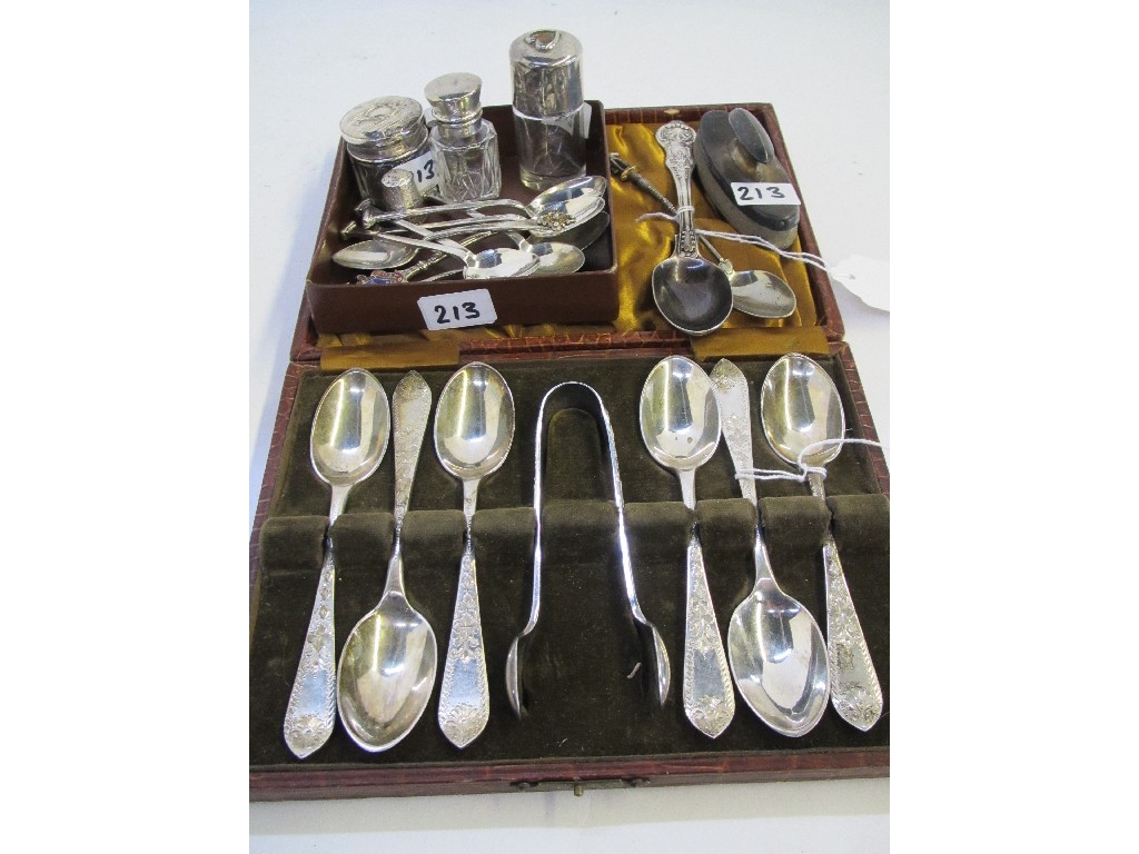 Appraisal: A lot comprising a cased set of six silver spoons