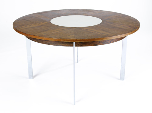 Appraisal: VERNER PANTON Rosewood veneer circular dining table with white laminate