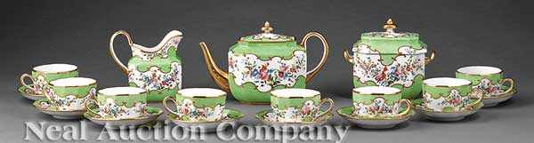 Appraisal: A Paris Porcelain Gilt and Polychrome Tea Service th c