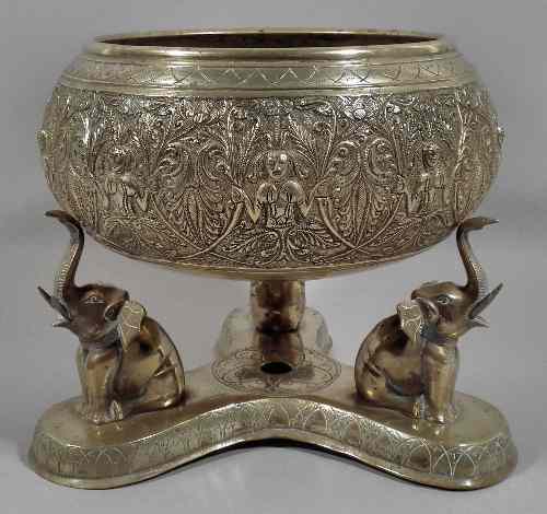 Appraisal: A large th Century Nepalese brass bowl and stand cast