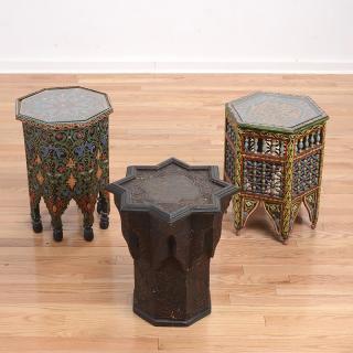 Appraisal: Moroccan style decorator side tables Moroccan style decorator side tables