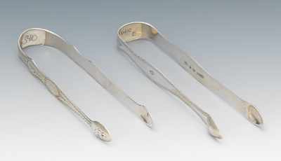 Appraisal: Two Pair George III Sterling Silver Sugar Tongs The first