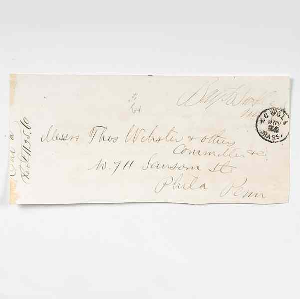 Appraisal: Benjamin Butler Signed Envelope Benjamin F Butler - Union general