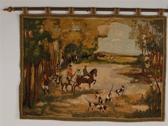 Appraisal: A French Trapunto Stitched Woven Wall Tapestry with metallic gilt