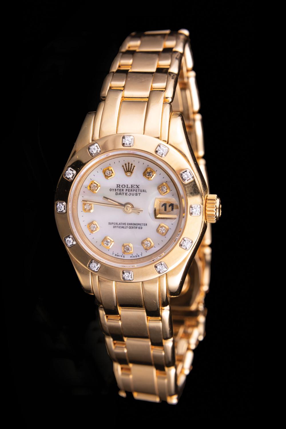 Appraisal: kt Yellow Gold and Diamond Rolex Lady's Oyster Perpetual Datejust