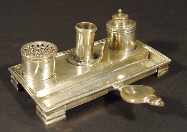 Appraisal: th Century Irish silver desk stand the tray set with