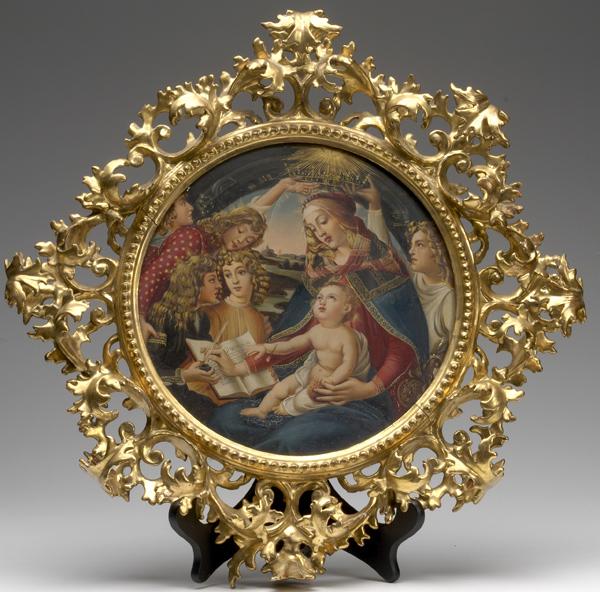 Appraisal: RELIGIOUS PAINTING In elaborate Florentine frame th C round