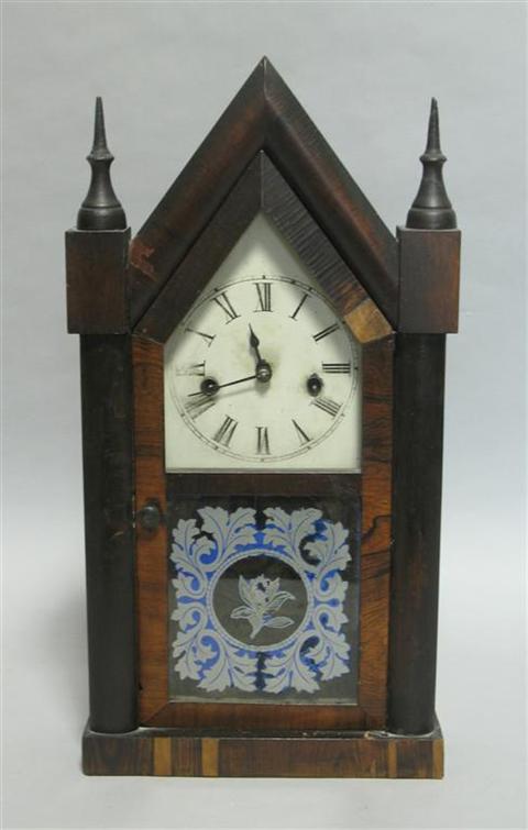 Appraisal: GOTHIC REVIVAL MAHOGANY MANTEL CLOCK h w d in Provenance