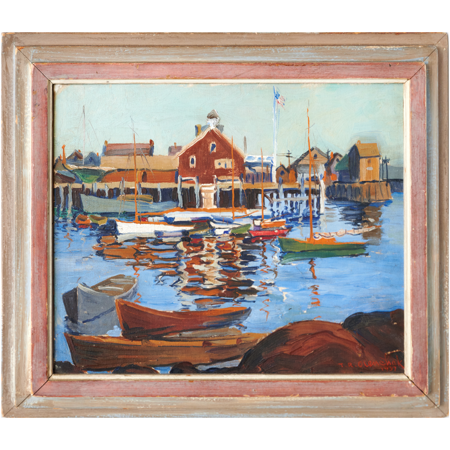 Appraisal: THOMAS OLENCHAK PAINTING Thomas Richard Olenchak American - Boats at