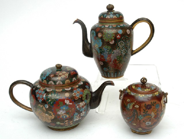 Appraisal: A TH CENTURY JAPANESE CLOISONN TEA SET Comprising a teapot