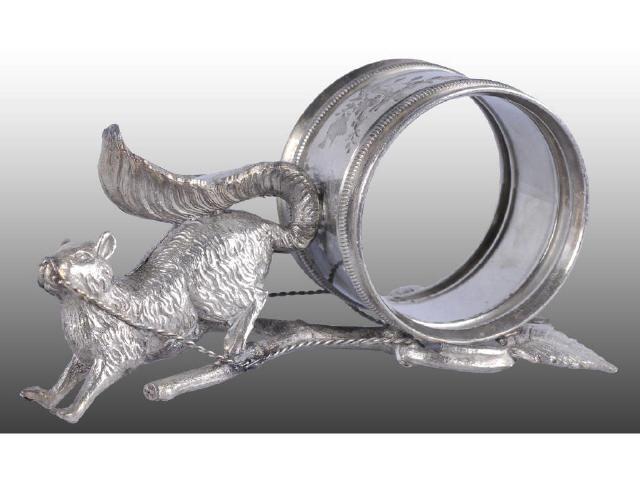 Appraisal: Running Squirrel Pulls Figural Napkin Ring Description Running squirrel pulls