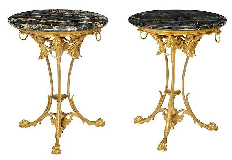 Appraisal: Fine Pair Empire Style Gilt Bronze Gu ridons French th