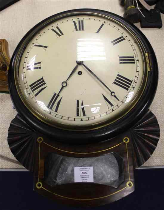 Appraisal: A Regency brass inset rosewood drop dial wall timepiece with