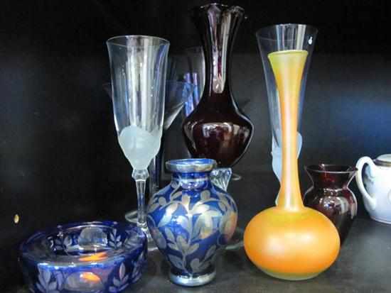 Appraisal: HALF A SHELF OF GLASS INCLUDING CHAMPAGNE FLUTES