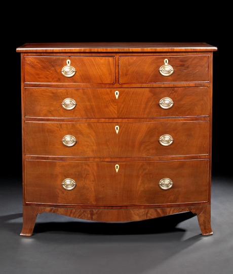 Appraisal: Regency Mahogany Bowfront Chest first quarter th century the banded