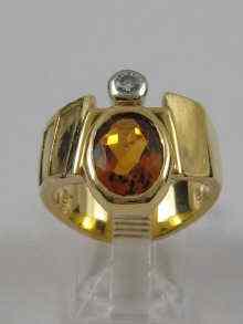 Appraisal: A yellow metal tests ct gold citrine and diamond ring