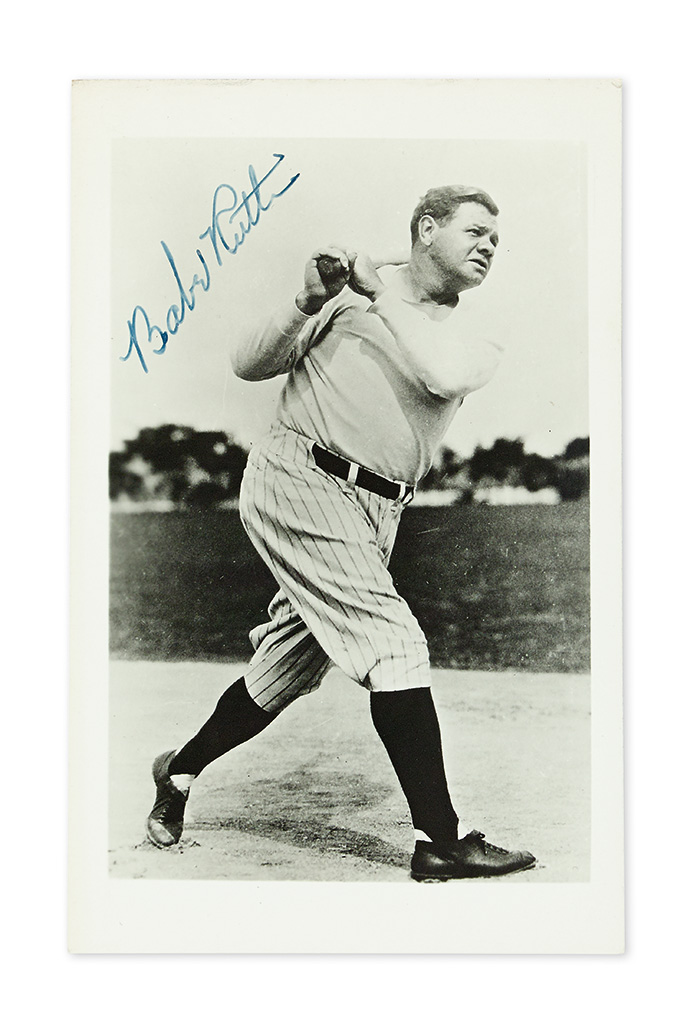 Appraisal: RUTH BABE Photograph postcard Signed full-length portrait showing him in