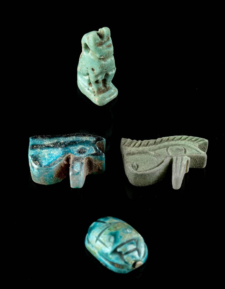 Appraisal: Lot of Egyptian Glazed Faience Amulets Egypt Late Dynastic to