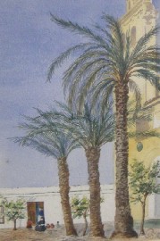 Appraisal: European Twentieth Century School Spanish Courtyard watercolour initialled and dated