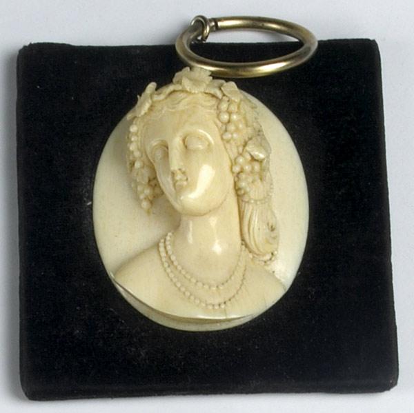 Appraisal: IVORY CAMEO OF VENUS Applied on velvet to be hung