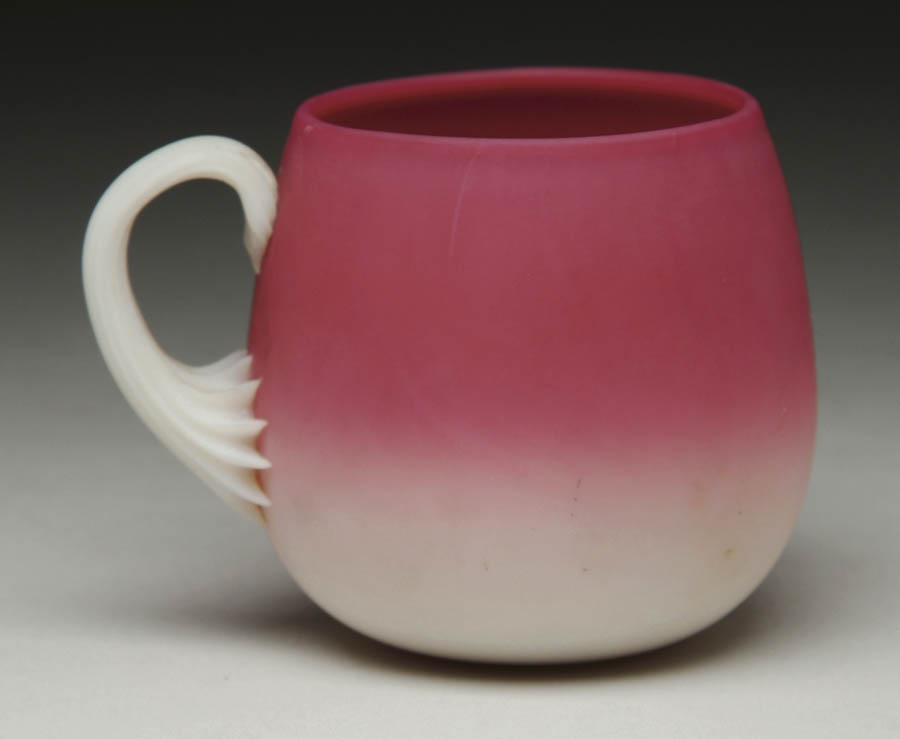 Appraisal: NEW ENGLAND PEACH BLOW PUNCH CUP Matte finish with applied