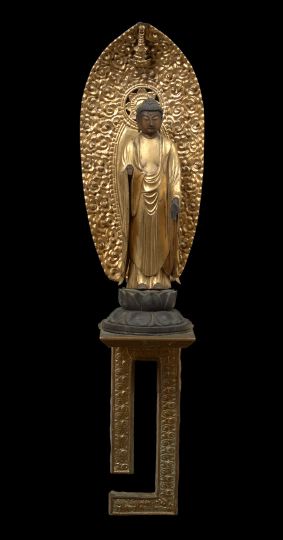 Appraisal: Stunning Japanese Giltwood Votive Figure of Buddha th century the