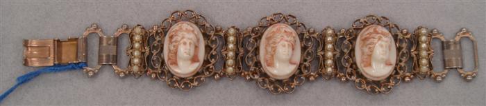 Appraisal: Vintage bracelet with beautiful 'cameo' type women's faces Estimate -