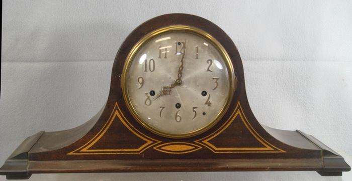 Appraisal: Seth Thomas mahogany tambour clock movement wire chime runs strikes