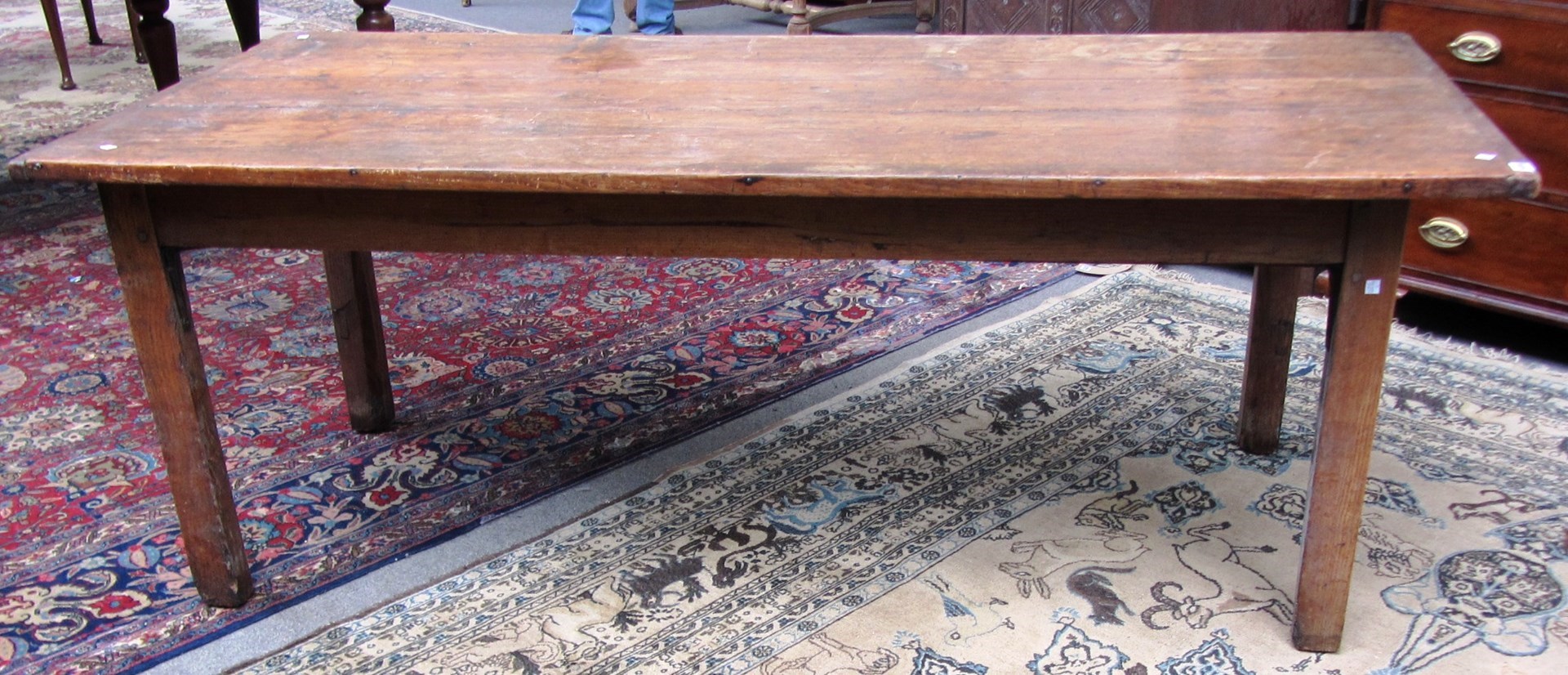 Appraisal: An early th century Continental pine plank top kitchen table