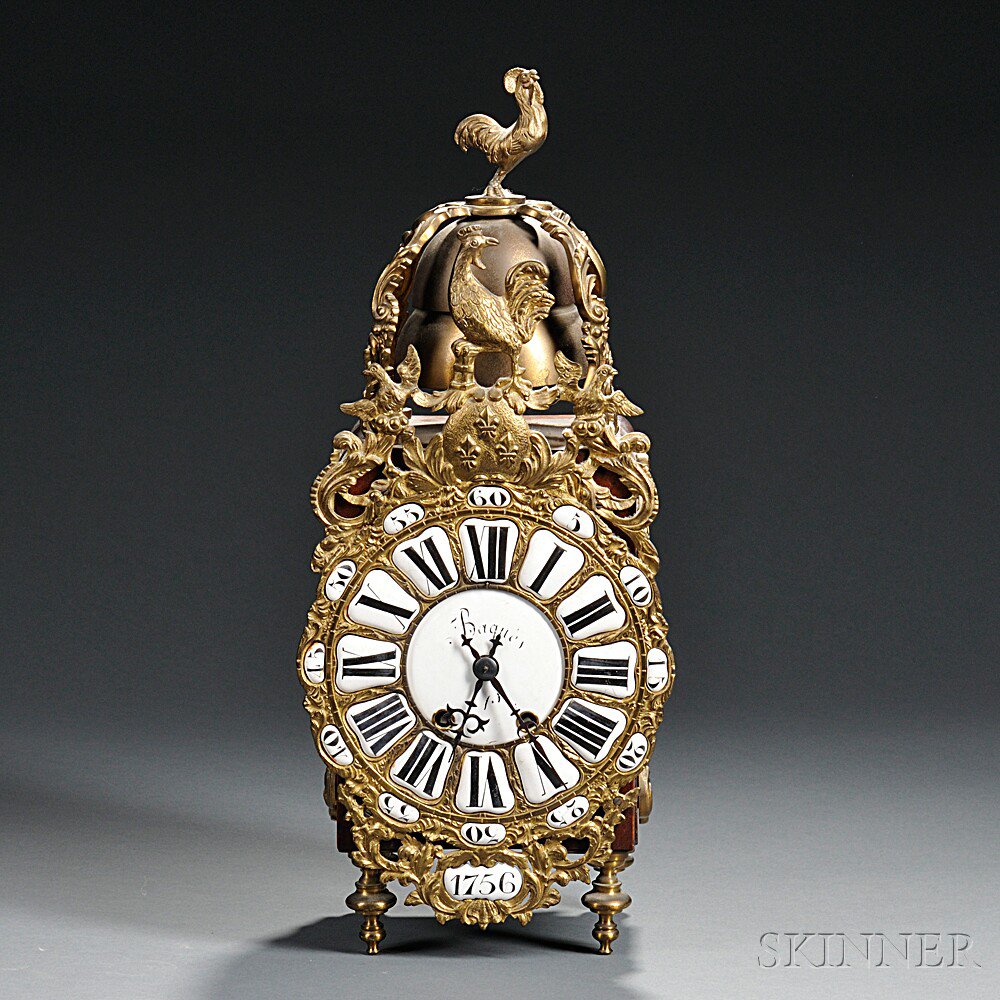 Appraisal: Brass and Mahogany Lantern-style Clock late th century with a