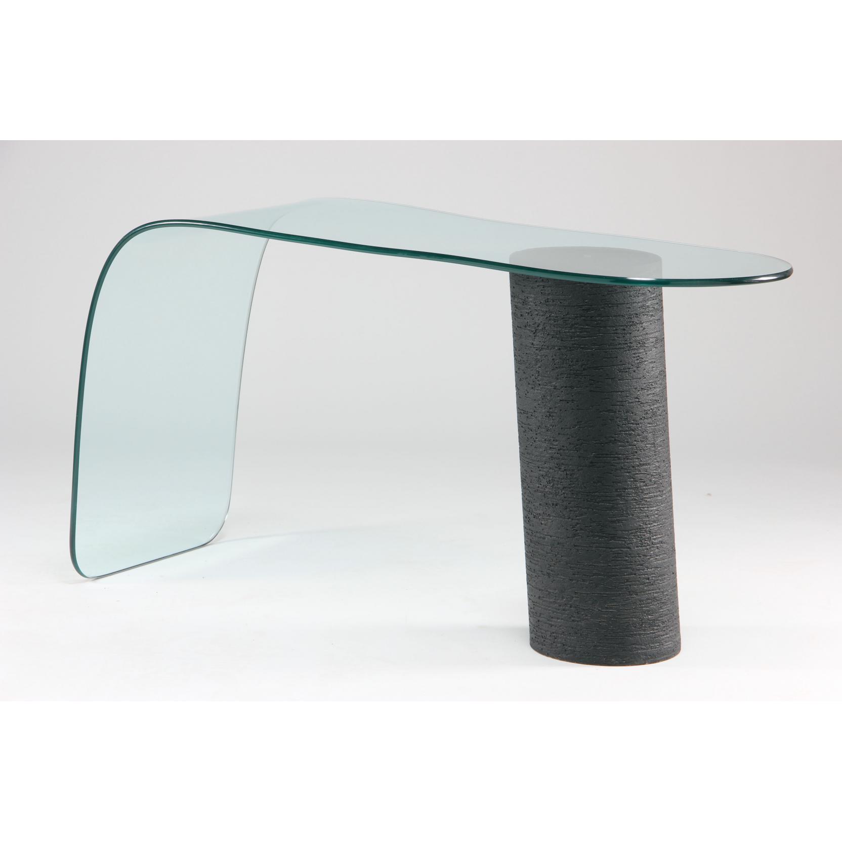 Appraisal: Modernist Glass Console Table contemporary black composition stand shaped glass