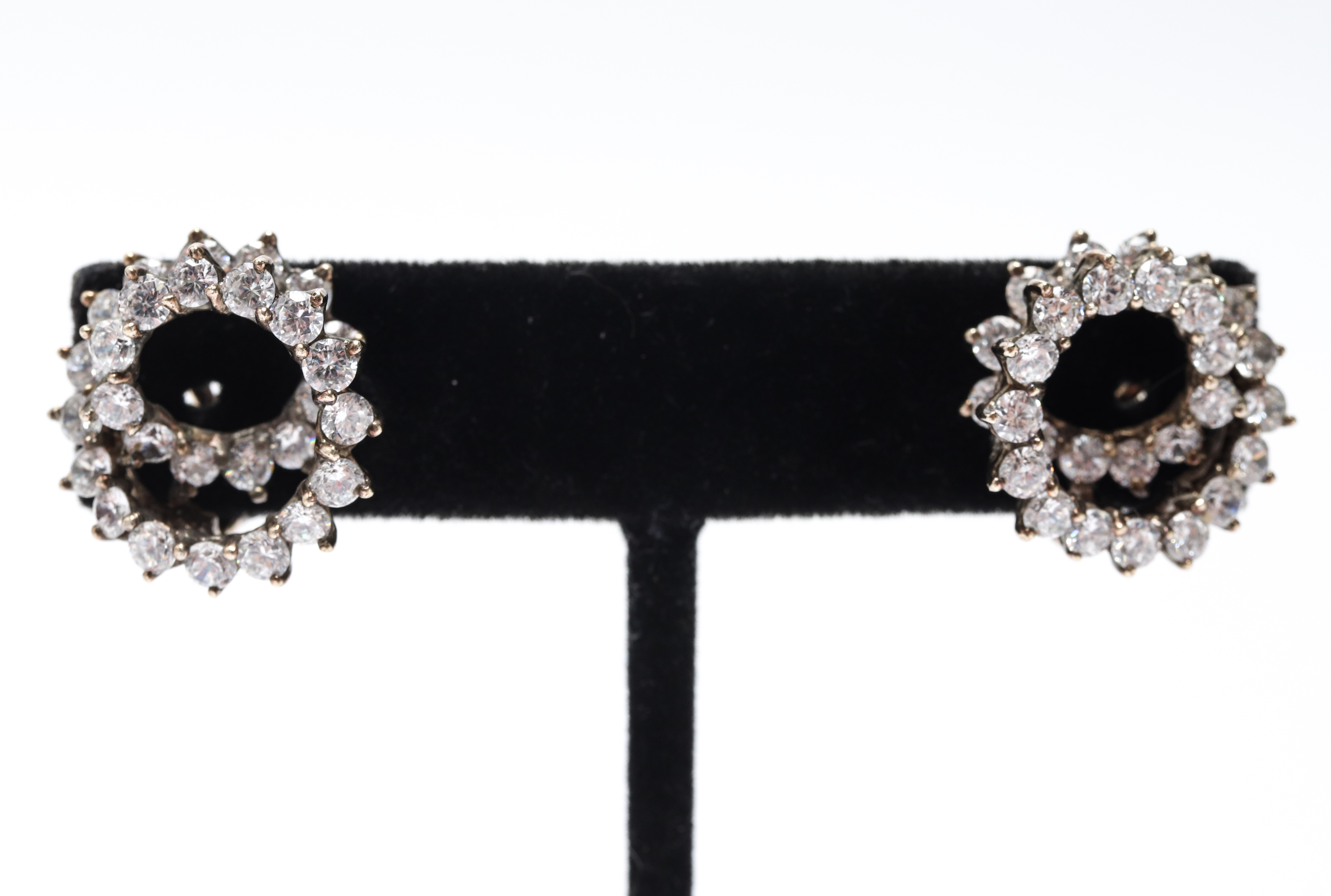 Appraisal: VINTAGE VERMEIL SILVER GOLD-PLATED CZ EARRINGS Vintage vermeil silver and