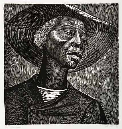 Appraisal: ELIZABETH CATLETT - Sharecropper Linoleum cut on wove paper circa