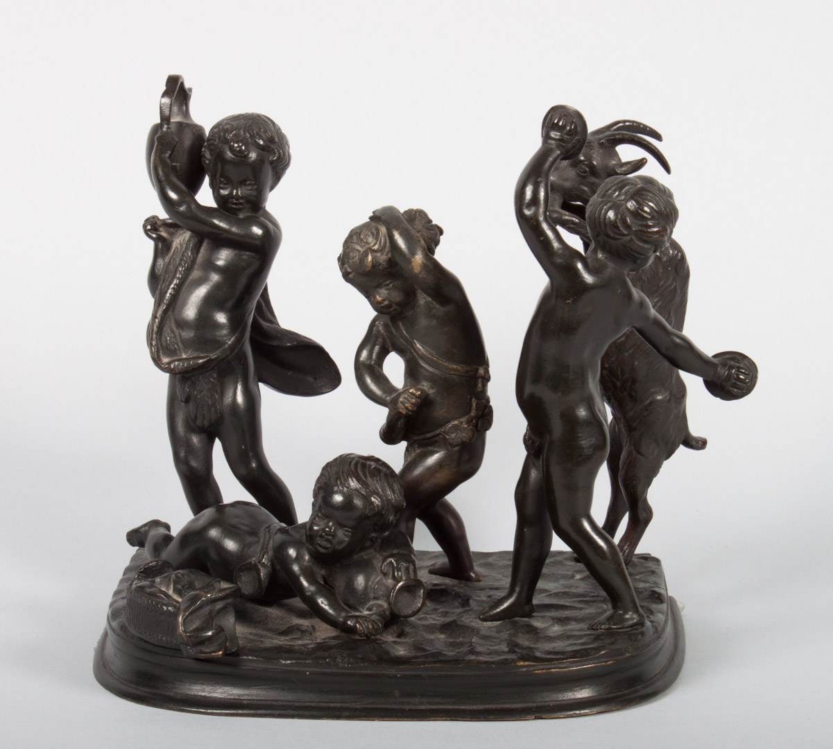 Appraisal: After Clodion Bacchanal bronze group th century dark green patina