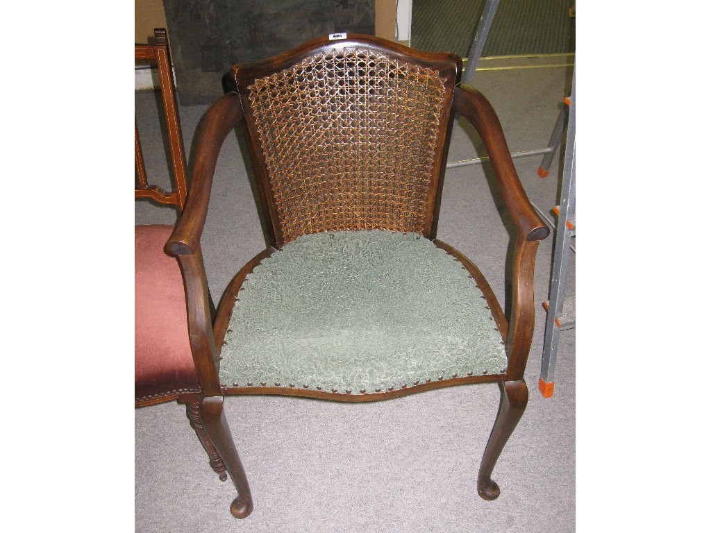 Appraisal: Cane back open armchair