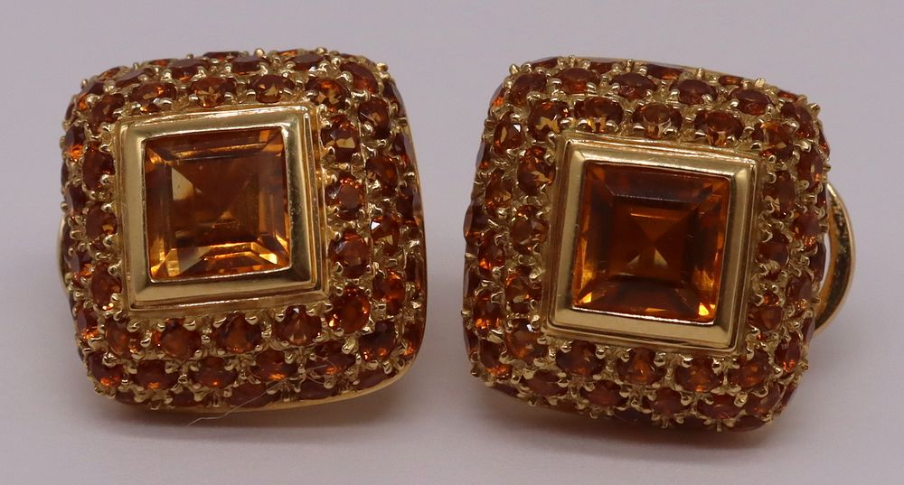 Appraisal: JEWELRY Pair of Signed kt Gold and Colored Gem Earrings