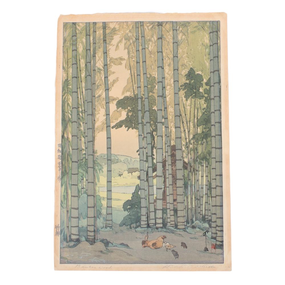 Appraisal: HIROSHI YOSHIDA JAPANESE - BAMBOO WOOD COLOR WOODBLOCK PRINT H