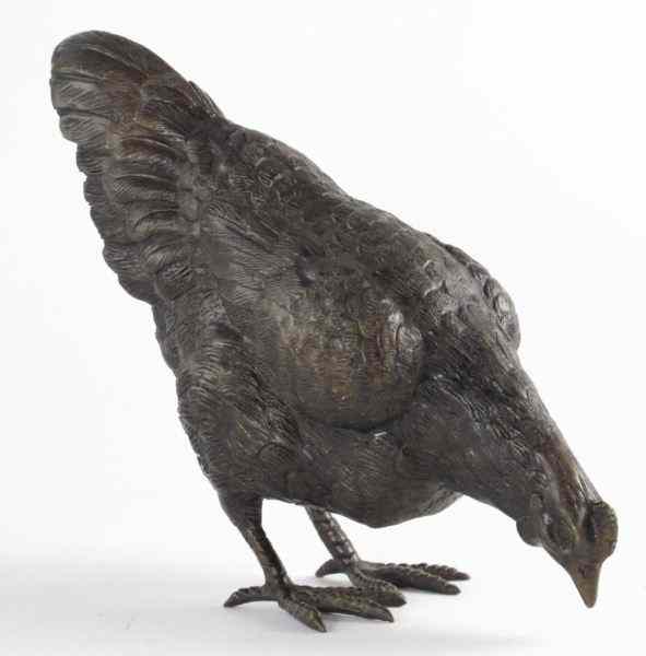 Appraisal: Cast Bronze Henfinely cast hen in pecking stance unsigned th